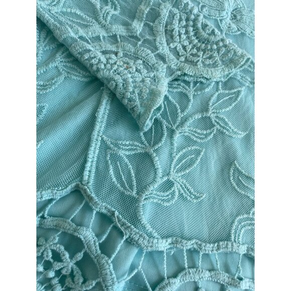 Aqua Lace Embroidered Blair Top Crochet Hem Cottagecore Dainty Fairycore Size M - Picture 7 of 10